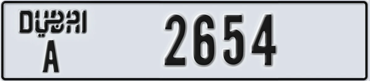 UAE License Plate Dubai A 2654