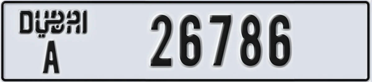 UAE License Plate Dubai A 26786