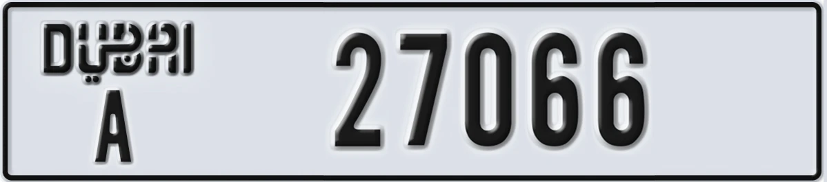 UAE License Plate Dubai A 27066