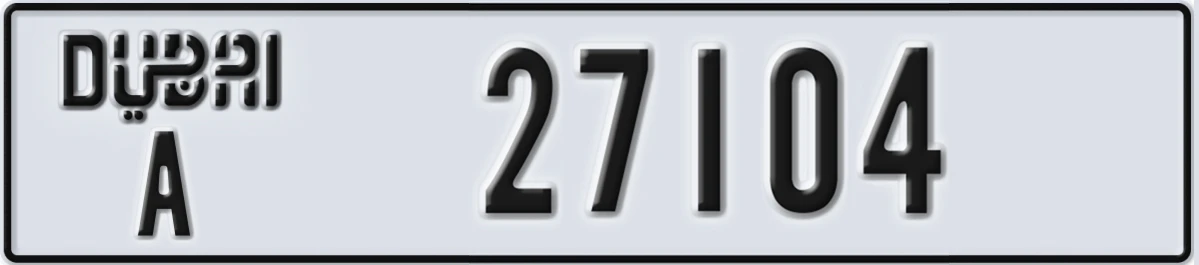 UAE License Plate Dubai A 27104