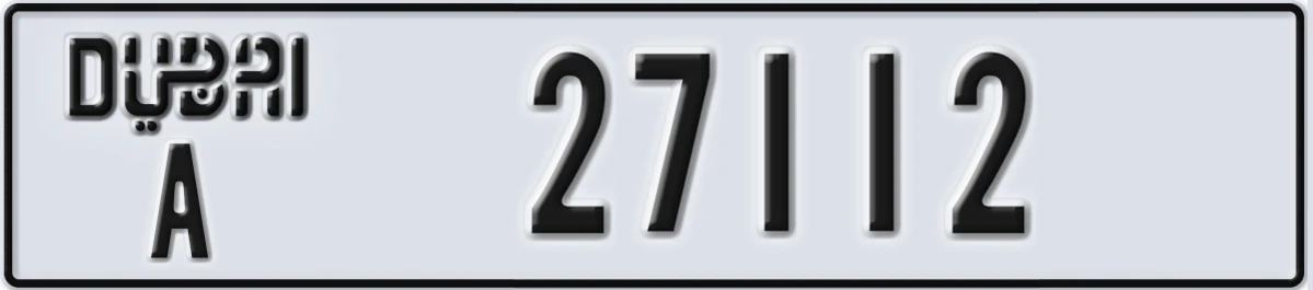 UAE License Plate Dubai A 27112
