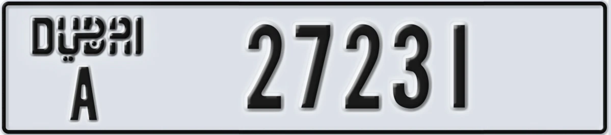 UAE License Plate Dubai A 27231