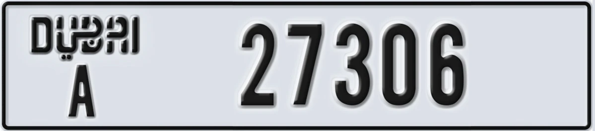 UAE License Plate Dubai A 27306