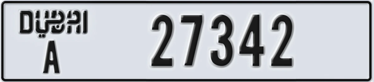UAE License Plate Dubai A 27342