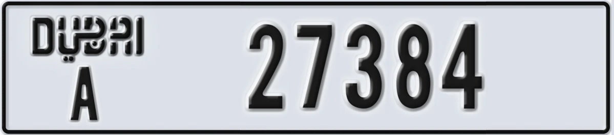 UAE License Plate Dubai A 27384