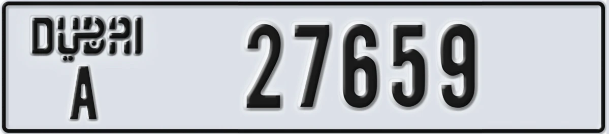 UAE License Plate Dubai A 27659
