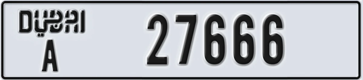 UAE License Plate Dubai A 27666