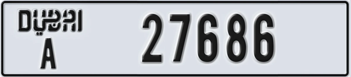 UAE License Plate Dubai A 27686