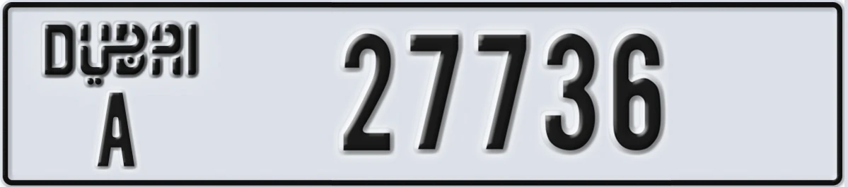 UAE License Plate Dubai A 27736