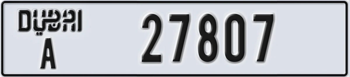 UAE License Plate Dubai A 27807