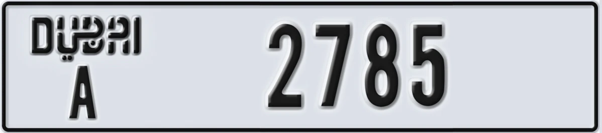 UAE License Plate Dubai A 2785