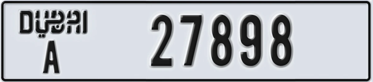 UAE License Plate Dubai A 27898