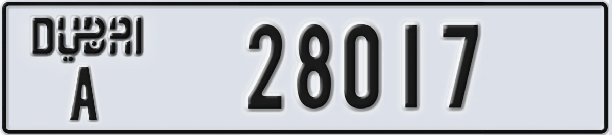 UAE License Plate Dubai A 28017