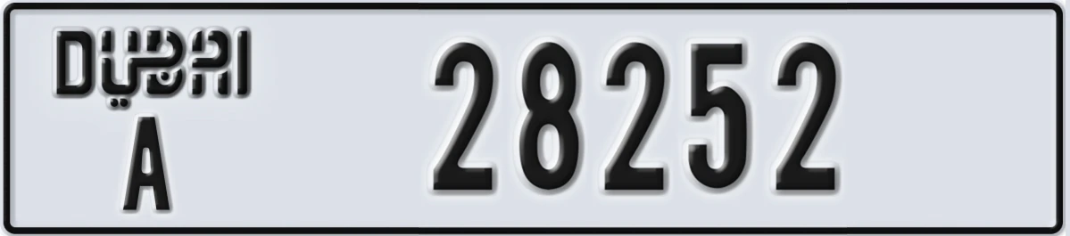 UAE License Plate Dubai A 28252