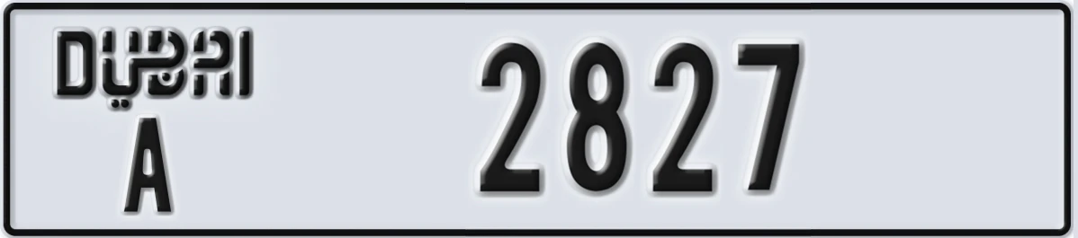 UAE License Plate Dubai A 2827
