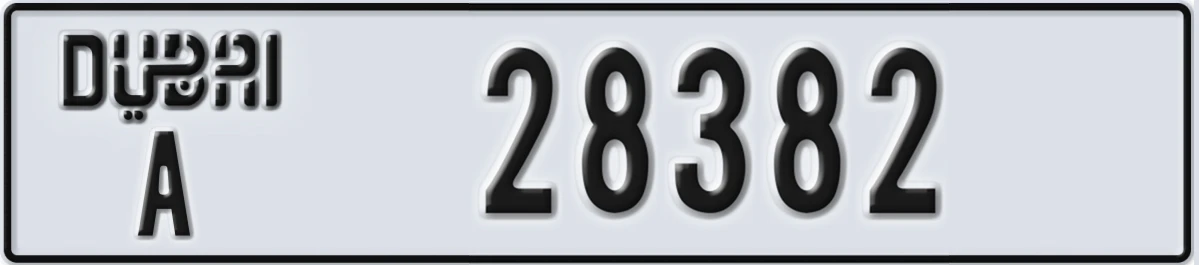 UAE License Plate Dubai A 28382
