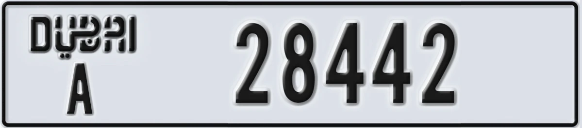 UAE License Plate Dubai A 28442