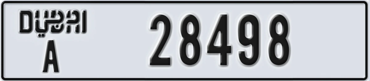 UAE License Plate Dubai A 28498