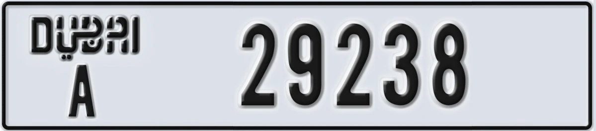 UAE License Plate Dubai A 29238