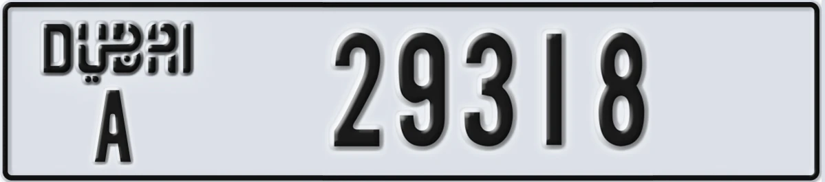 UAE License Plate Dubai A 29318