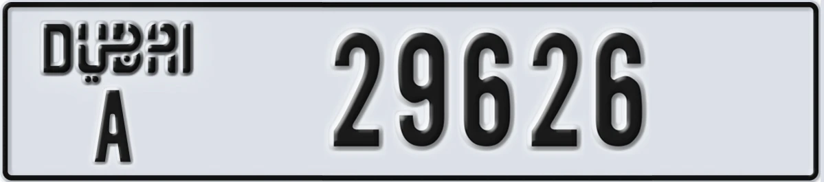 UAE License Plate Dubai A 29626