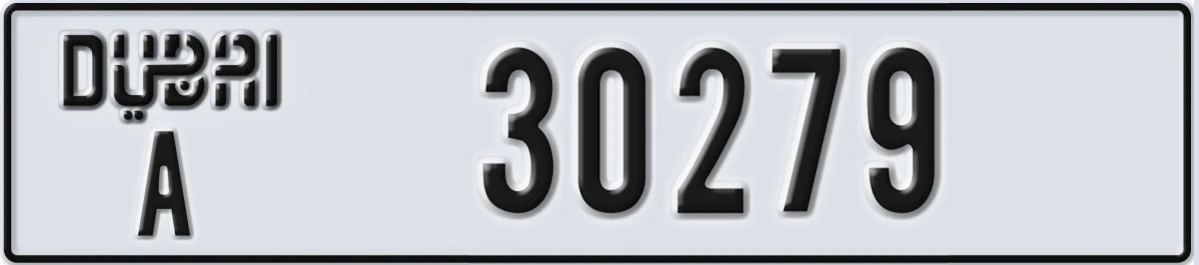 UAE License Plate Dubai A 30279