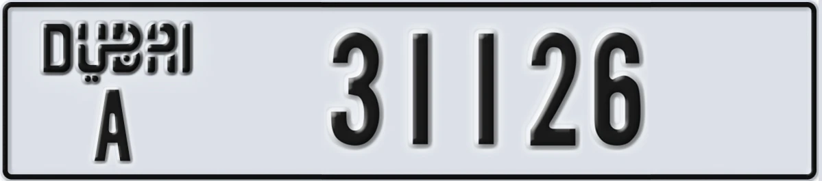 UAE License Plate Dubai A 31126