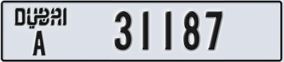 UAE License Plate Dubai A 31187