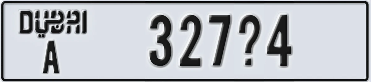 UAE License Plate Dubai A 327X4