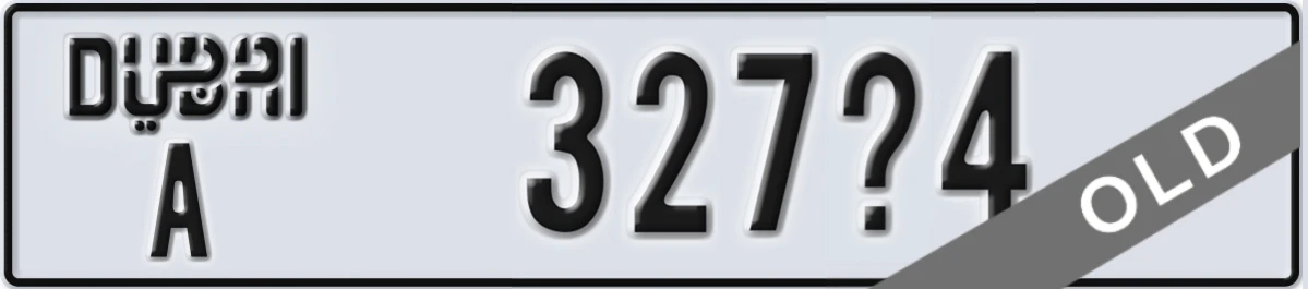 UAE License Plate Dubai A 327X4