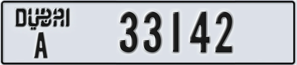 UAE License Plate Dubai A 33142
