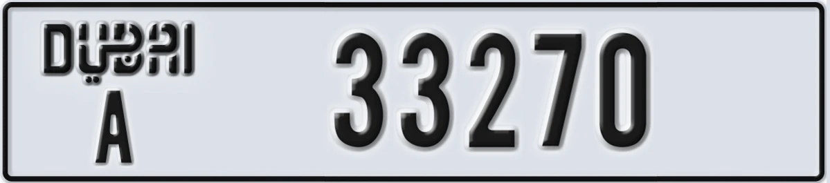 UAE License Plate Dubai A 33270