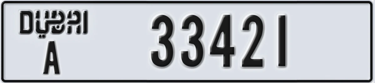 UAE License Plate Dubai A 33421
