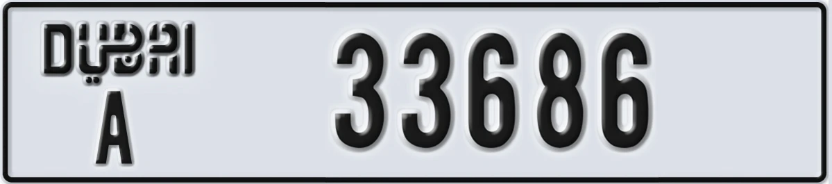 UAE License Plate Dubai A 33686