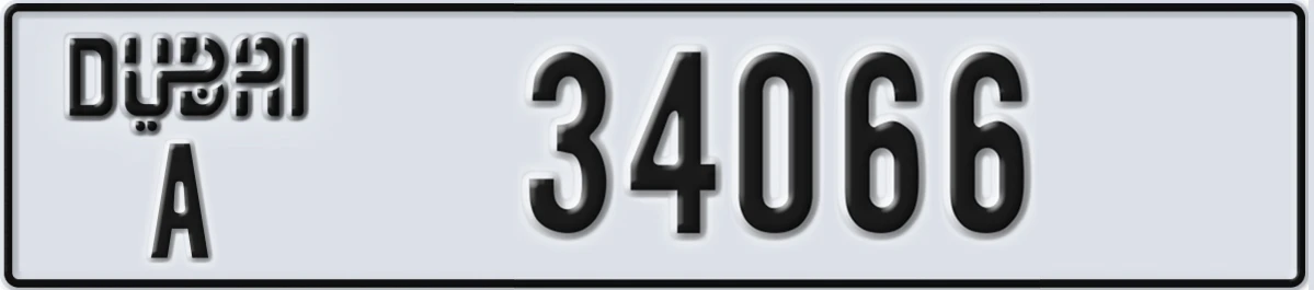 UAE License Plate Dubai A 34066
