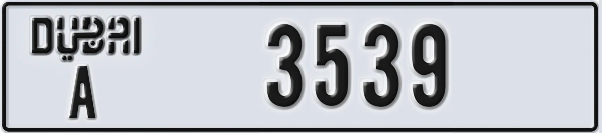 UAE License Plate Dubai A 3539