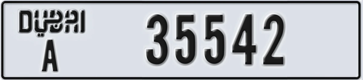 UAE License Plate Dubai A 35542