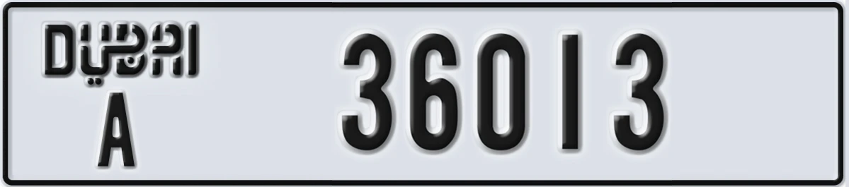 UAE License Plate Dubai A 36013