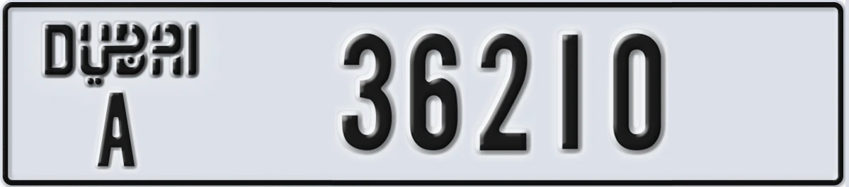 UAE License Plate Dubai A 36210