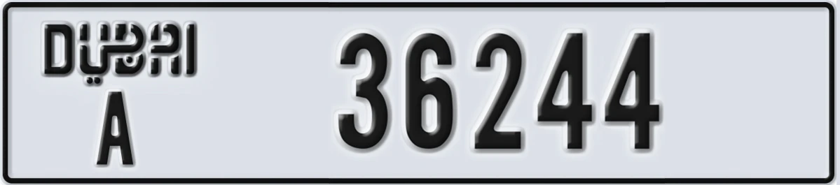 UAE License Plate Dubai A 36244