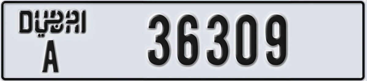 UAE License Plate Dubai A 36309