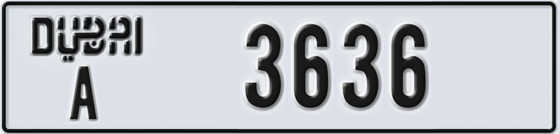 UAE License Plate Dubai A 3636X