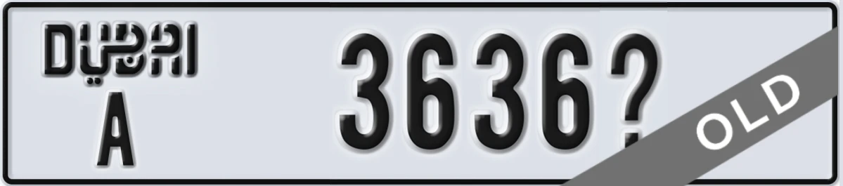 UAE License Plate Dubai A 3636X