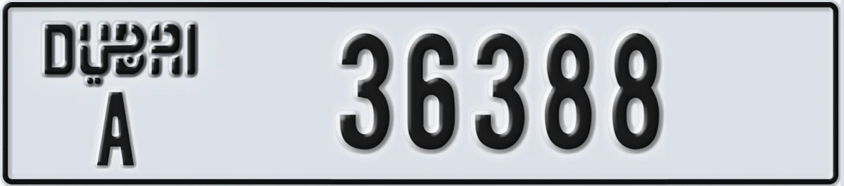 UAE License Plate Dubai A 36388