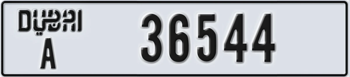 UAE License Plate Dubai A 36544