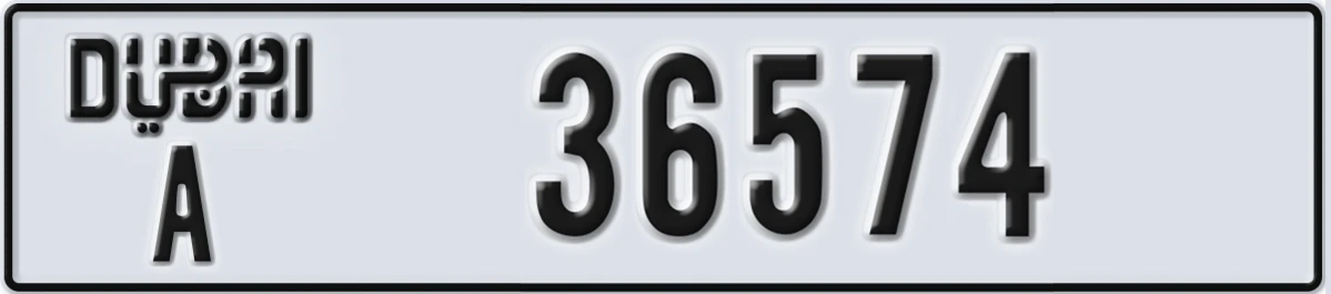 UAE License Plate Dubai A 36574