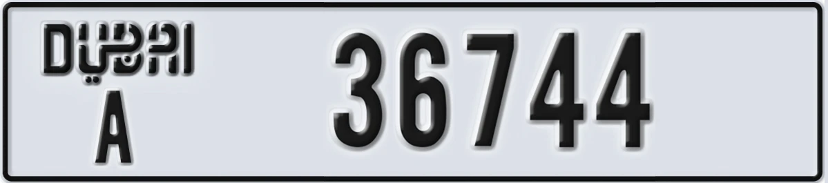 UAE License Plate Dubai A 36744