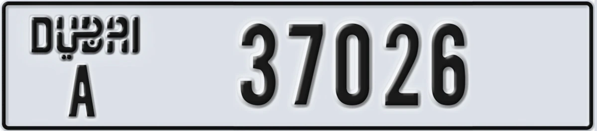 UAE License Plate Dubai A 37026