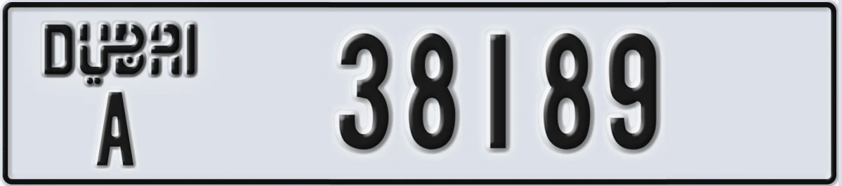 UAE License Plate Dubai A 38189