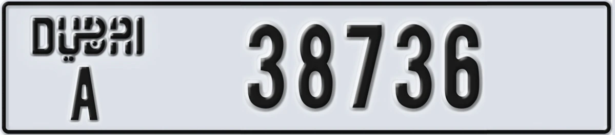 UAE License Plate Dubai A 38736